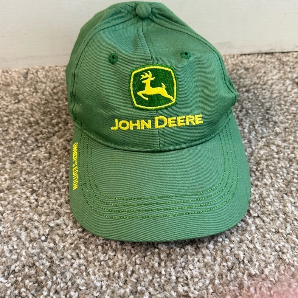 John Deere Hat Cap Mens Green Yellow SnapBack Outdoor Logo Tractor Owners Manual